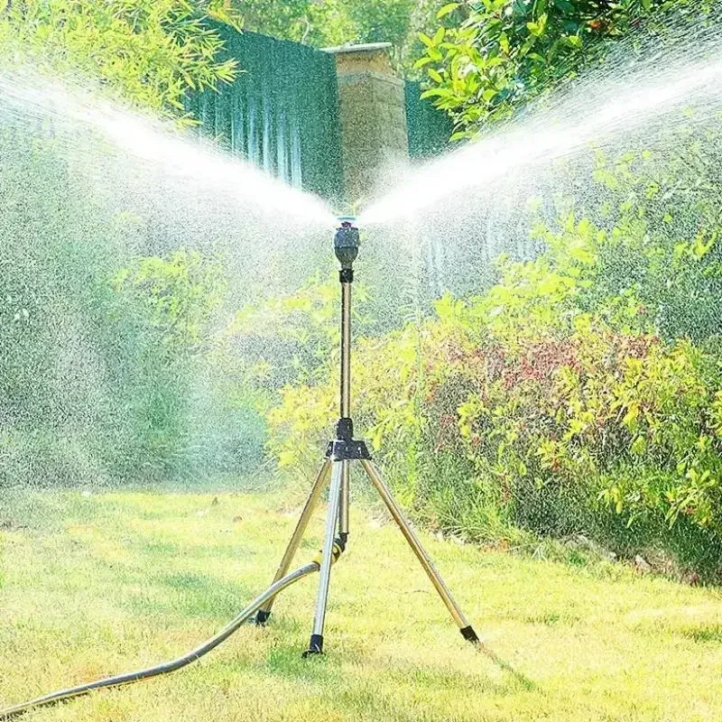 360-Degree Rotating Garden Sprinkler with Stainless Steel Tripod - Automatic Water Jet for Lawn Irrigation, Car Washing, and Outdoor Cooling thumbnail 4