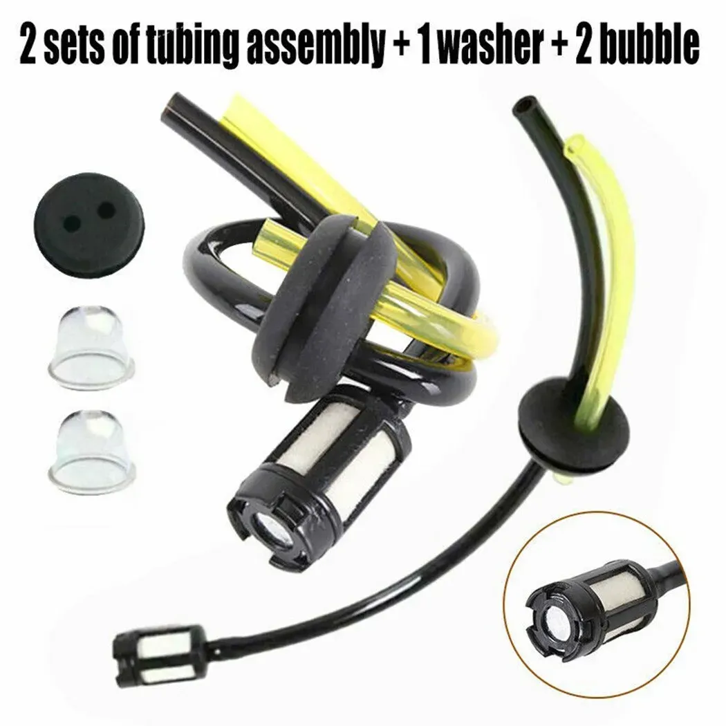 2 Sets Fuel Filter Hose Seal with Priming Bulbs for Brushcutter Hedge Trimmer Garden Lawn Mower Engines - Durable Replacement Parts for 2-Stroke & 4-Stroke Machines thumbnail 2