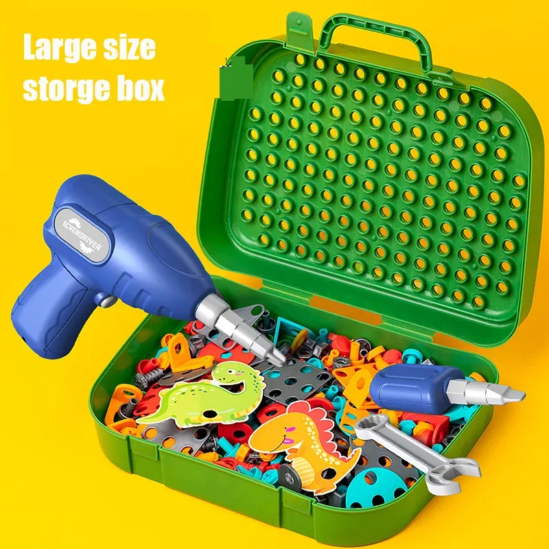 230-Piece Children's DIY Tool Toy Set with Electric Drill, Screws, and Nuts - 3D Puzzle Educational Pretend Play Kit for Kids thumbnail 4