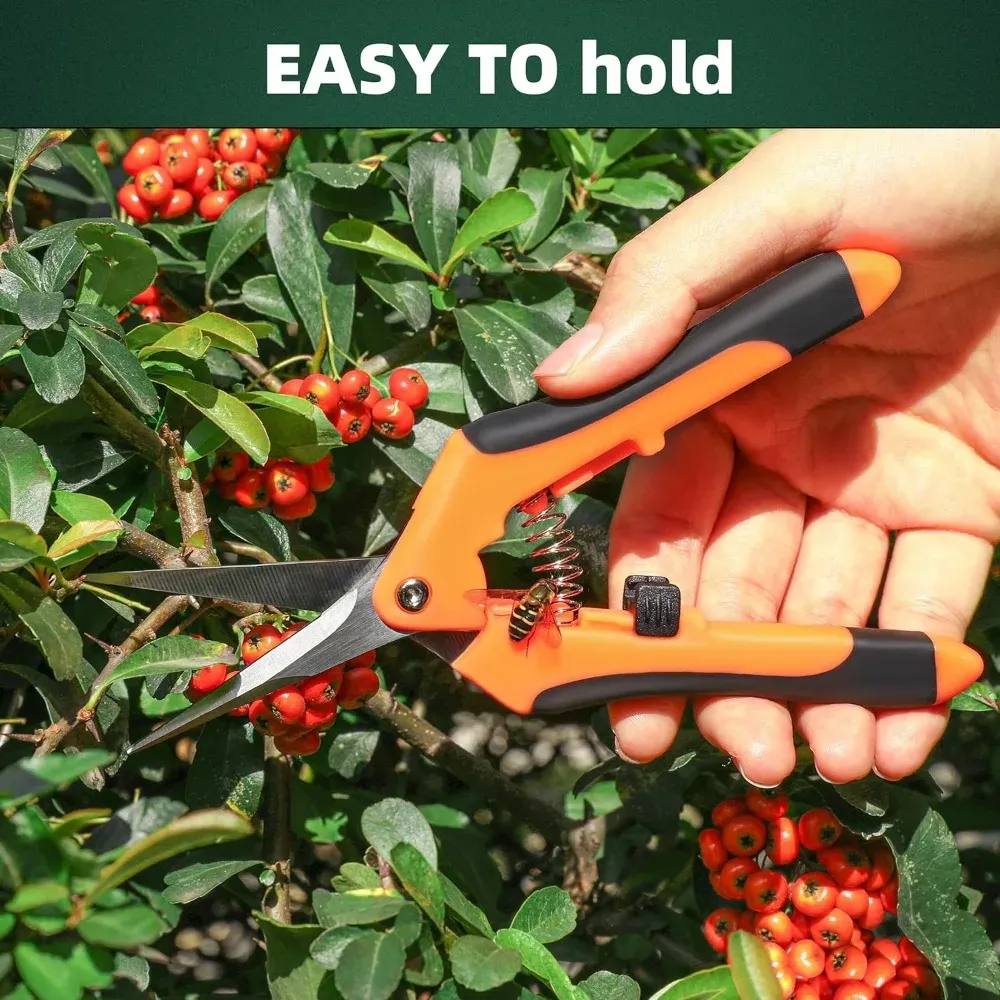 3PCS Stainless Steel Garden Scissors Set - Professional Pruning Shears with Ergonomic Non-Slip Handles for Trimming, Harvesting, Flower Picking, Fruit Collecting - Essential Gardening Tool Kit thumbnail 5