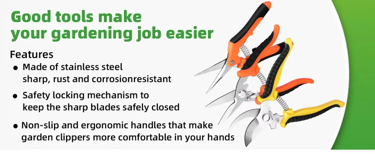 3PCS Stainless Steel Garden Scissors Set - Professional Pruning Shears with Ergonomic Non-Slip Handles for Trimming, Harvesting, Flower Picking, Fruit Collecting - Essential Gardening Tool Kit showcase 6