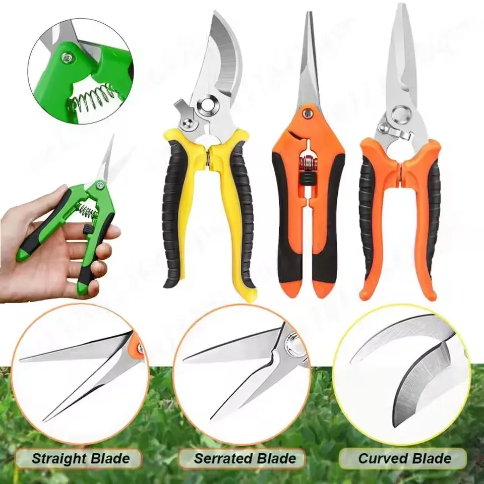 3PCS Stainless Steel Garden Scissors Set - Professional Pruning Shears with Ergonomic Non-Slip Handles for Trimming, Harvesting, Flower Picking, Fruit Collecting - Essential Gardening Tool Kit showcase 4