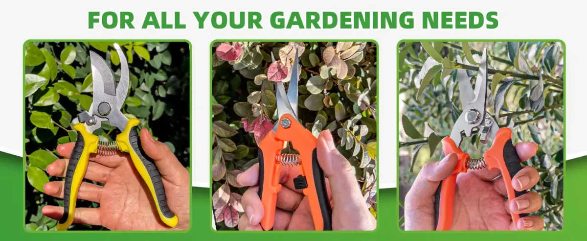 3PCS Stainless Steel Garden Scissors Set - Professional Pruning Shears with Ergonomic Non-Slip Handles for Trimming, Harvesting, Flower Picking, Fruit Collecting - Essential Gardening Tool Kit showcase 5