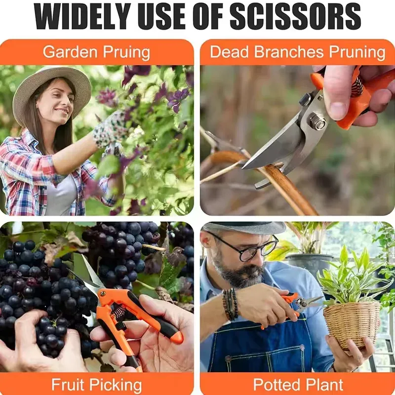 3PCS Stainless Steel Garden Scissors Set - Professional Pruning Shears with Ergonomic Non-Slip Handles for Trimming, Harvesting, Flower Picking, Fruit Collecting - Essential Gardening Tool Kit showcase 10
