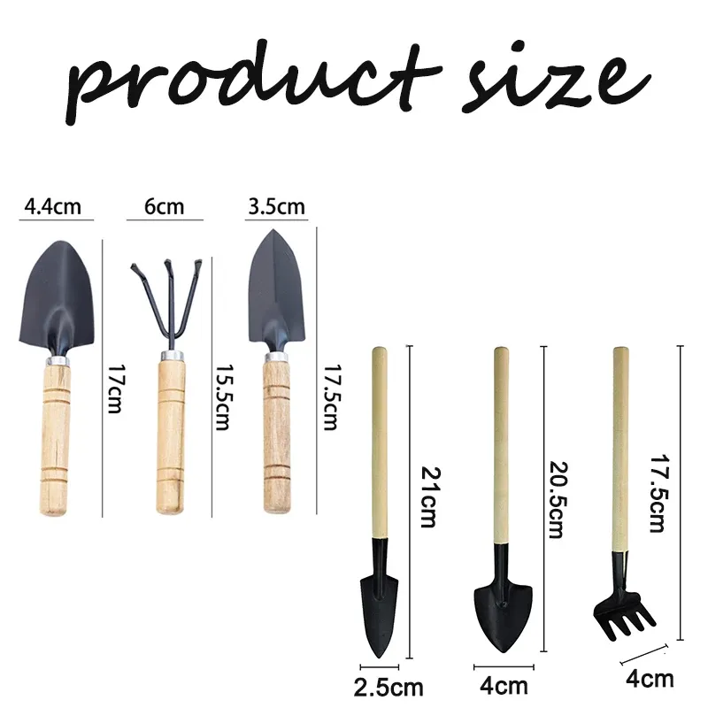 3-Piece Mini Gardening Tool Set: Durable Iron Shovel, Rake & Trowel with Comfortable Wooden Handles for Indoor & Outdoor Planting showcase 1