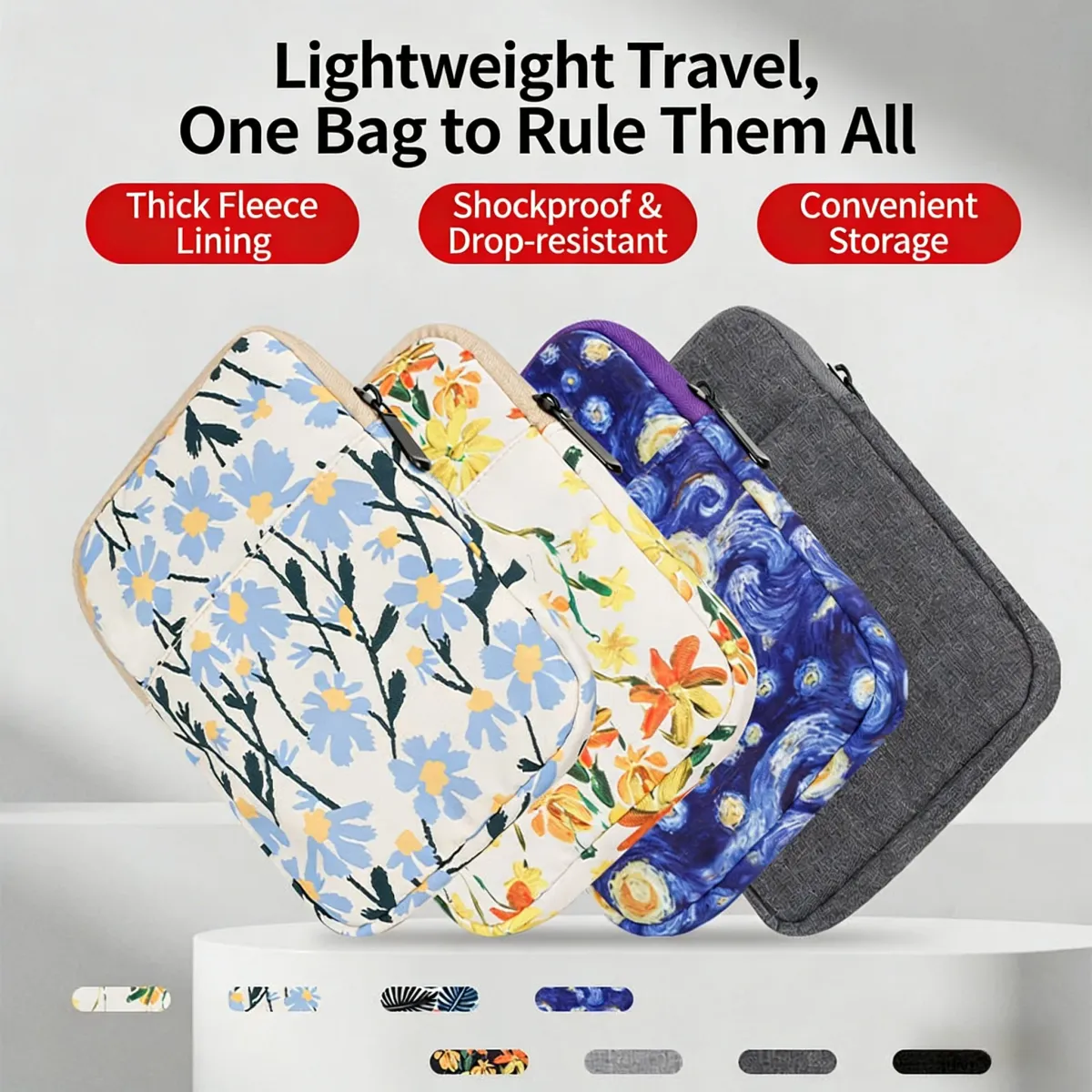 Waterproof Shockproof e-Reader Sleeve Case for 6-7 inch Kindle, Kobo, Boox - Portable Anti-Scratch Tablet Storage Bag showcase 1