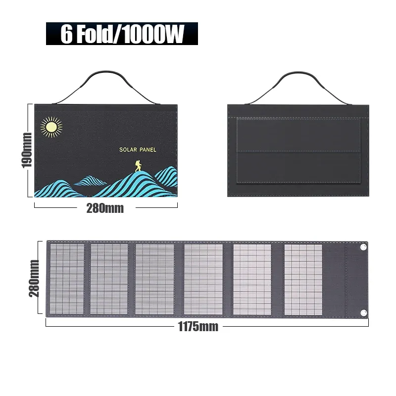 1000W Portable Folding Solar Panel Charger Bag with USB+DC Output, Outdoor Power Supply for Mobile Phones, Laptops, and Cameras - Ideal for Camping and Emergencies thumbnail 6