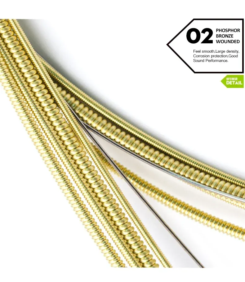 Orphee TX Series Acoustic Guitar Strings Set - Hexagonal Core, 75/25 Bronze Phosphor, Full Bright Tone, Extra Light Tension, Beginner Friendly showcase 6