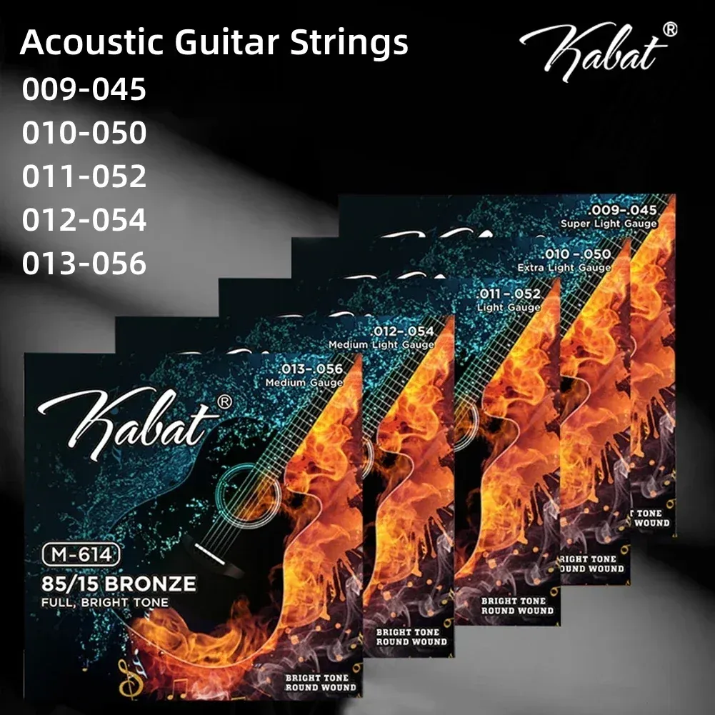 Premium Brass Acoustic Guitar Strings Set - 6pcs Full Size 09-45 to 13-56 Gauge Options, Stainless Steel & Copper Alloy, Ideal for Beginner Players & Guitarists