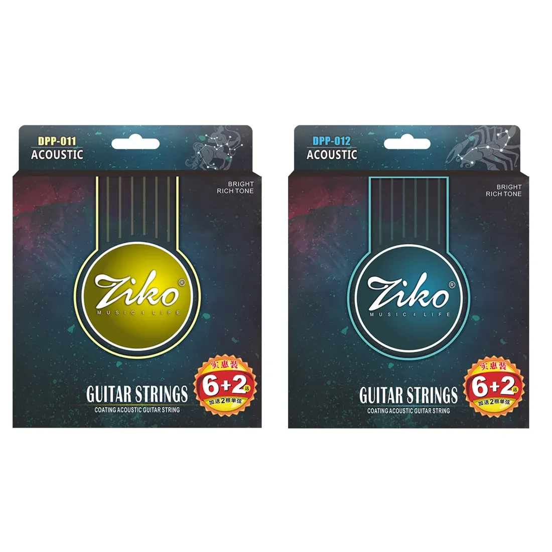 ZIKO Acoustic Guitar Strings - Professional Carbon Steel Hexagonal Alloy Folk Guitar Strings for Beginners & Practice - Durable, Stable Tuning, Great Sound - Guitar Accessories thumbnail 3