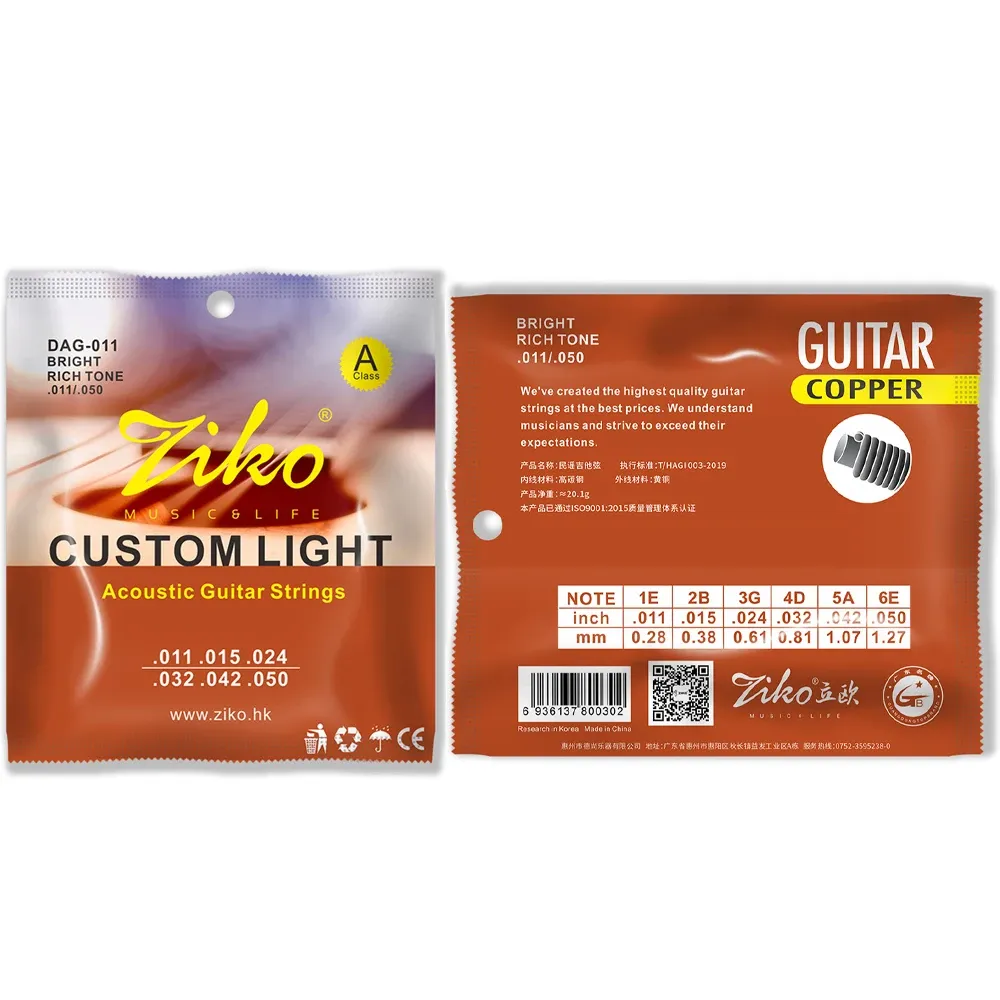 ZIKO Acoustic Guitar Strings - Professional Carbon Steel Hexagonal Alloy Folk Guitar Strings for Beginners & Practice - Durable, Stable Tuning, Great Sound - Guitar Accessories showcase 3