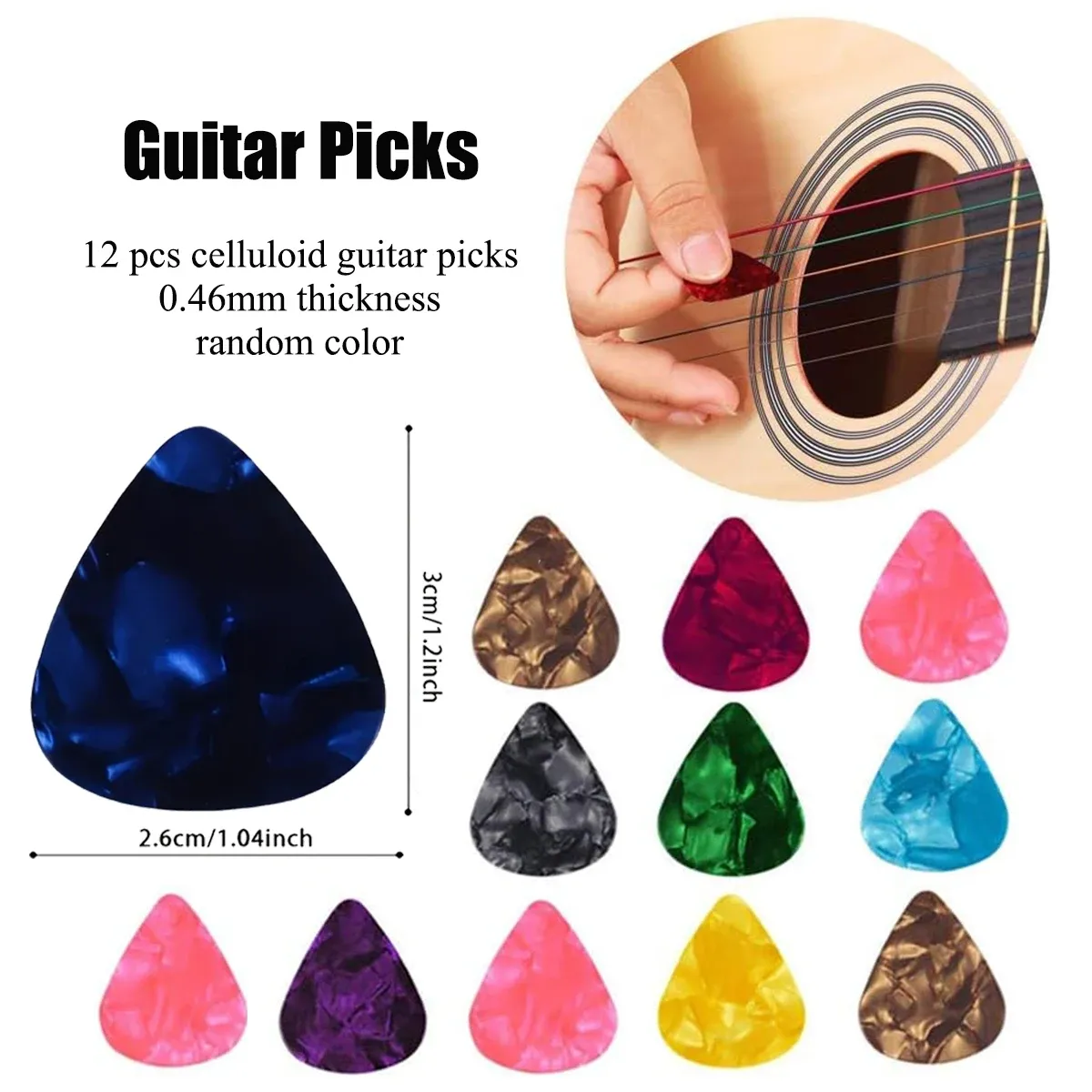 48Pcs Acoustic Guitar Accessories Kit: Capo, 3 Sets Coated Strings, 12 Picks, Winder, Bridge Pins & Saddles - All-in-One Guitar Care Set for Beginners & Musicians thumbnail 2
