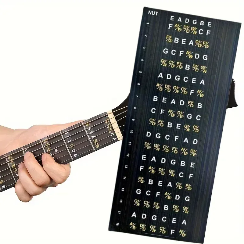 Beginner Guitar Fretboard Stickers for Learning Notes, Chords, and Scales - Durable Vinyl Decals for Acoustic and Electric Guitars thumbnail 1
