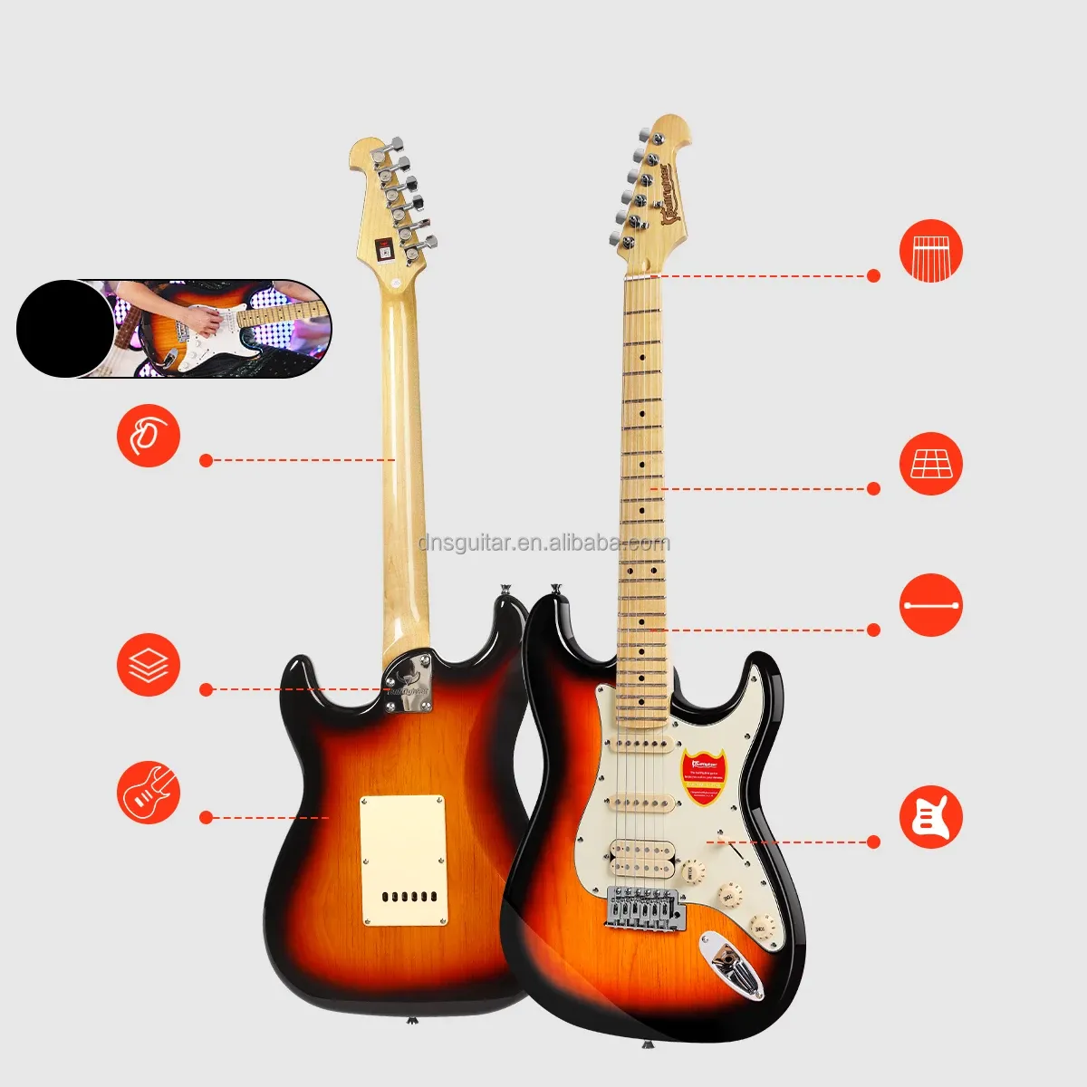 Affordable 22 Fret ST Electric Guitar Kit, OEM DIY Model D-120, 6 Strings, Poplar Body, Maple Fretboard, Glossy Finish, Chrome Hardware, S-S-H Pickups for Beginners & Enthusiasts showcase 5