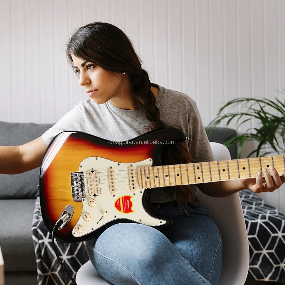 Affordable 22 Fret ST Electric Guitar Kit, OEM DIY Model D-120, 6 Strings, Poplar Body, Maple Fretboard, Glossy Finish, Chrome Hardware, S-S-H Pickups for Beginners & Enthusiasts showcase 7