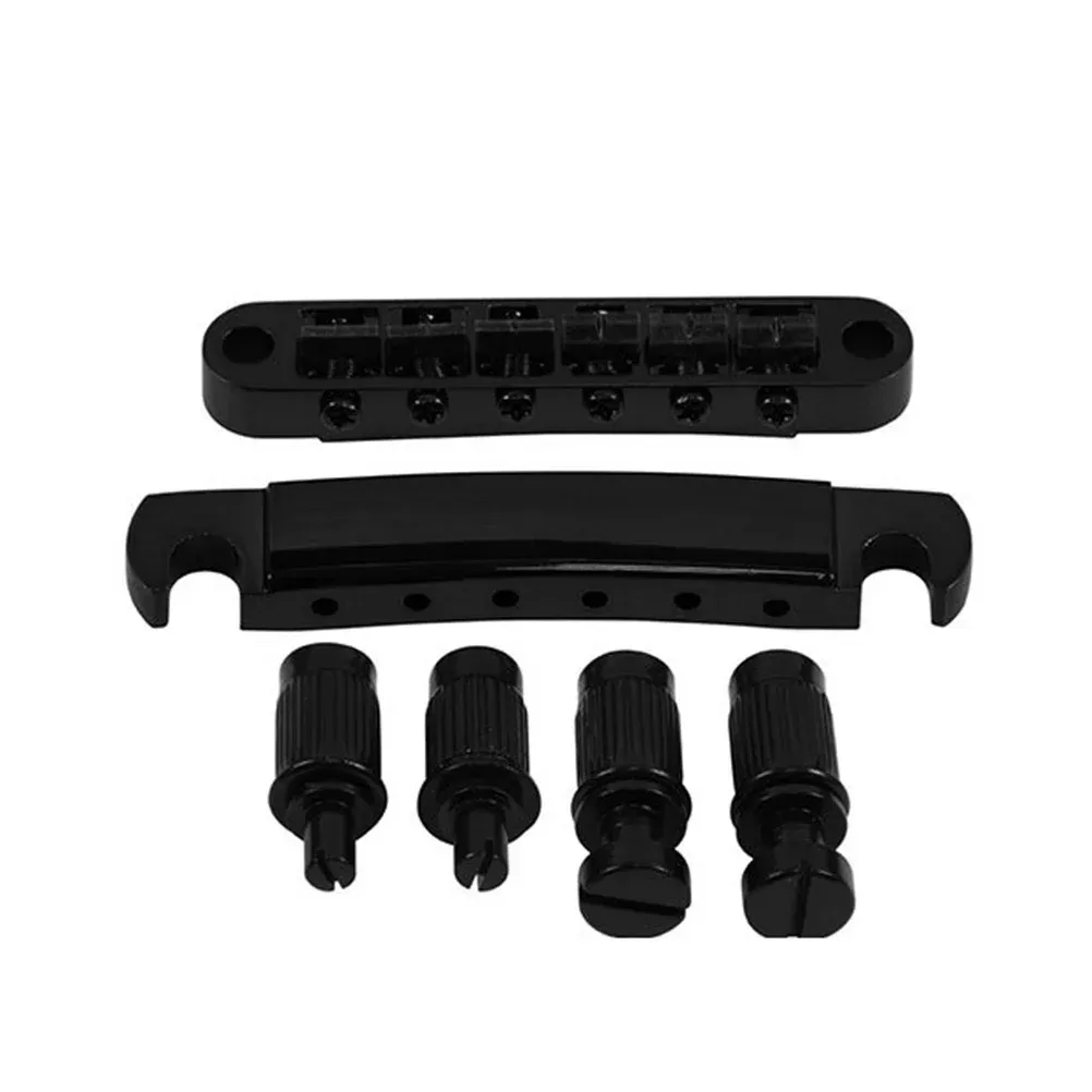 Professional Zinc Alloy Electric Guitar Bridge Tailpiece Set with 4 Posts - Durable, Flexible Wraparound Replacement for LP Guitars - Easy Maintenance thumbnail 2