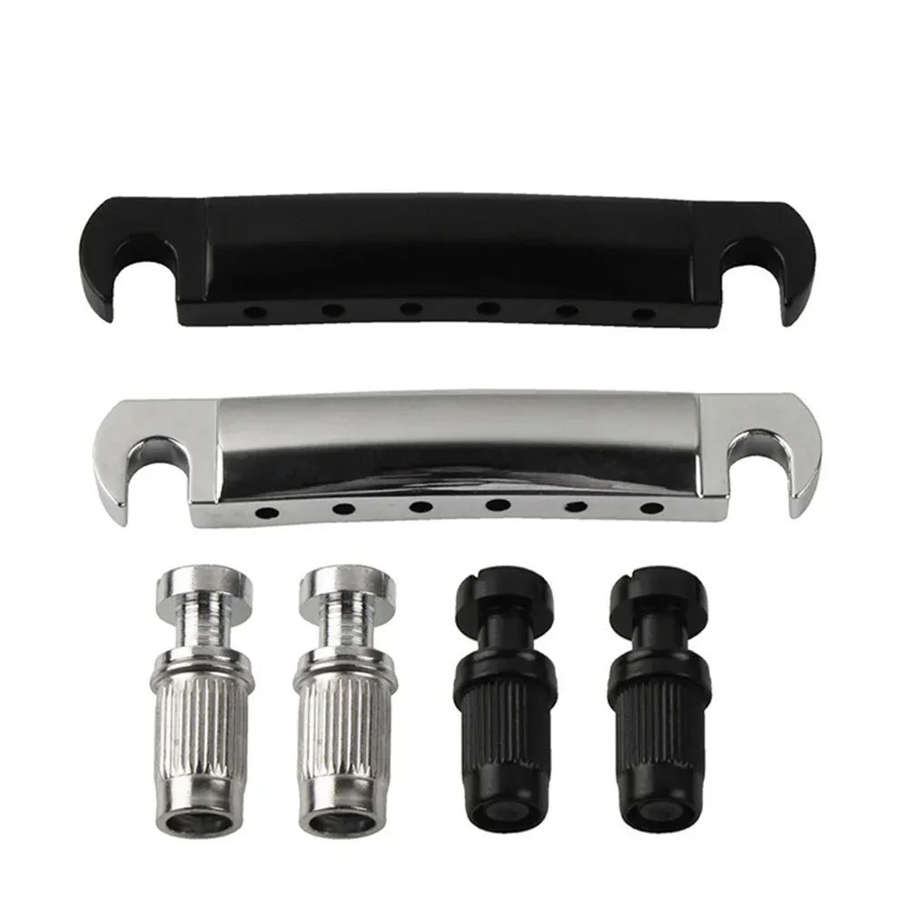 Professional Zinc Alloy Electric Guitar Bridge Tailpiece Set with 4 Posts - Durable, Flexible Wraparound Replacement for LP Guitars - Easy Maintenance showcase 4