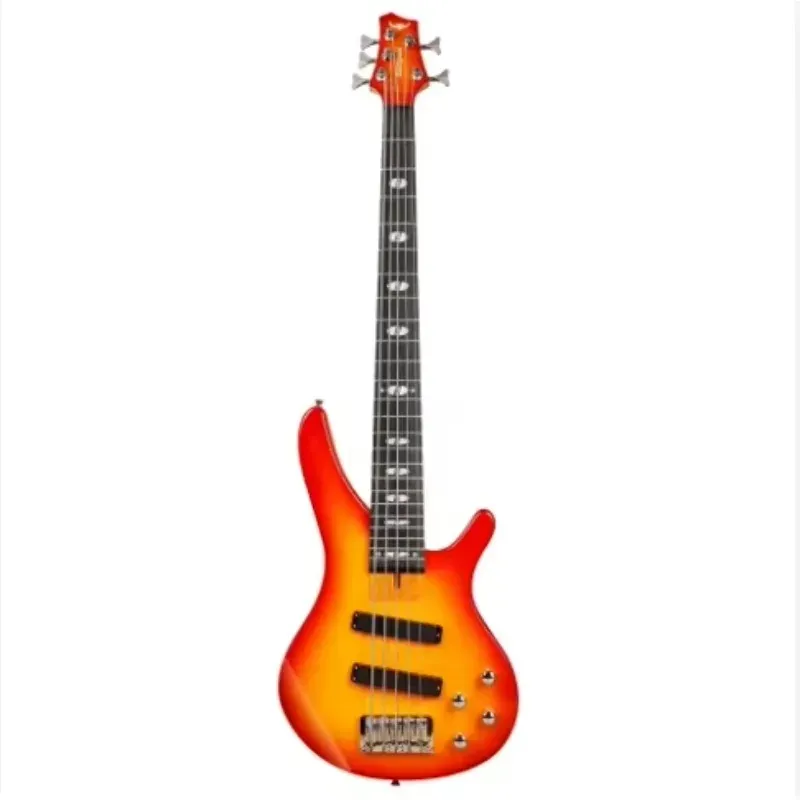 Stylish Electric Bass Guitar Kit - Maple Flame Veneer Top, Basswood Body, Affordable & Professional Quality for Musicians thumbnail 2