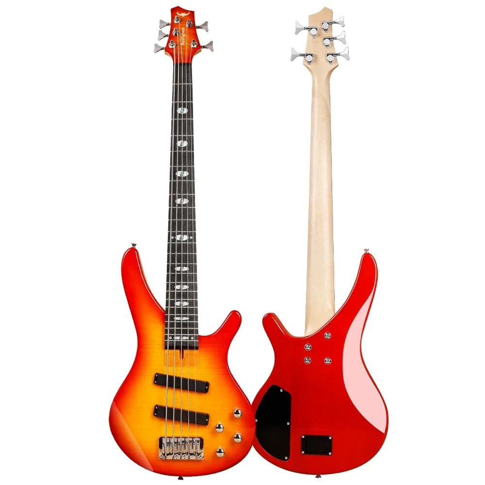 Stylish Electric Bass Guitar Kit - Maple Flame Veneer Top, Basswood Body, Affordable & Professional Quality for Musicians showcase 1