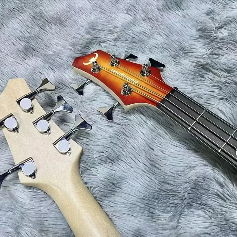 Stylish Electric Bass Guitar Kit - Maple Flame Veneer Top, Basswood Body, Affordable & Professional Quality for Musicians thumbnail 5