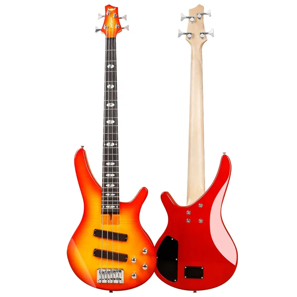 Stylish Electric Bass Guitar Kit - Maple Flame Veneer Top, Basswood Body, Affordable & Professional Quality for Musicians showcase 3