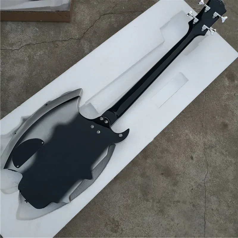 Classic Axe-Shaped 4-String Electric Bass Guitar - Rosewood Fingerboard, Basswood Body, Adjustable Bridge for Rock Music - Perfect for Beginners & Enthusiasts thumbnail 5