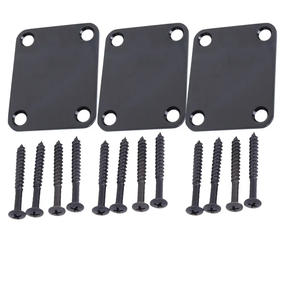 3Pcs Black Metal Guitar Neck Plate for Electric Bass - Durable Reinforcement Joint Board with Ergonomic Design, Essential Instrument Part for Musicians showcase 3