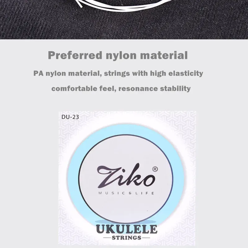 ZIKO Ukulele Strings Set - Soprano, Concert, Tenor - Nylon & Metal LOW G - Professional Musical Instrument Accessories for Beginners & Enthusiasts thumbnail 3