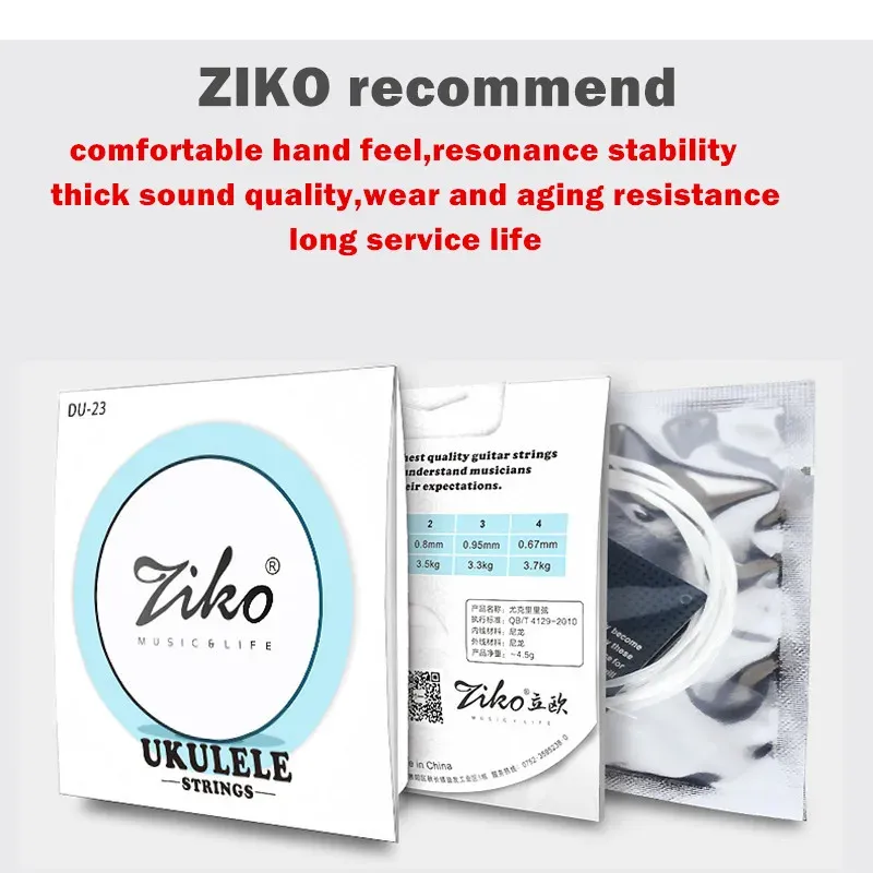 ZIKO Ukulele Strings Set - Soprano, Concert, Tenor - Nylon & Metal LOW G - Professional Musical Instrument Accessories for Beginners & Enthusiasts thumbnail 2