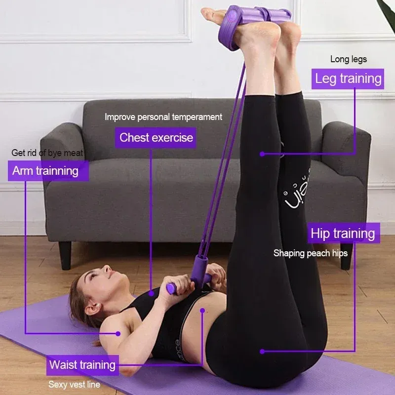 Home Gym Resistance Bands Set - 4 Elastic Tubes for Full Body Workout, Abdominal Exercises, Yoga, and Fitness Equipment for Men & Women thumbnail 1
