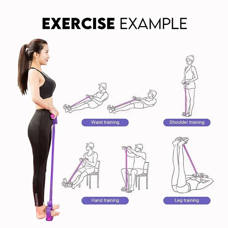 Home Gym Resistance Bands Set - 4 Elastic Tubes for Full Body Workout, Abdominal Exercises, Yoga, and Fitness Equipment for Men & Women thumbnail 3