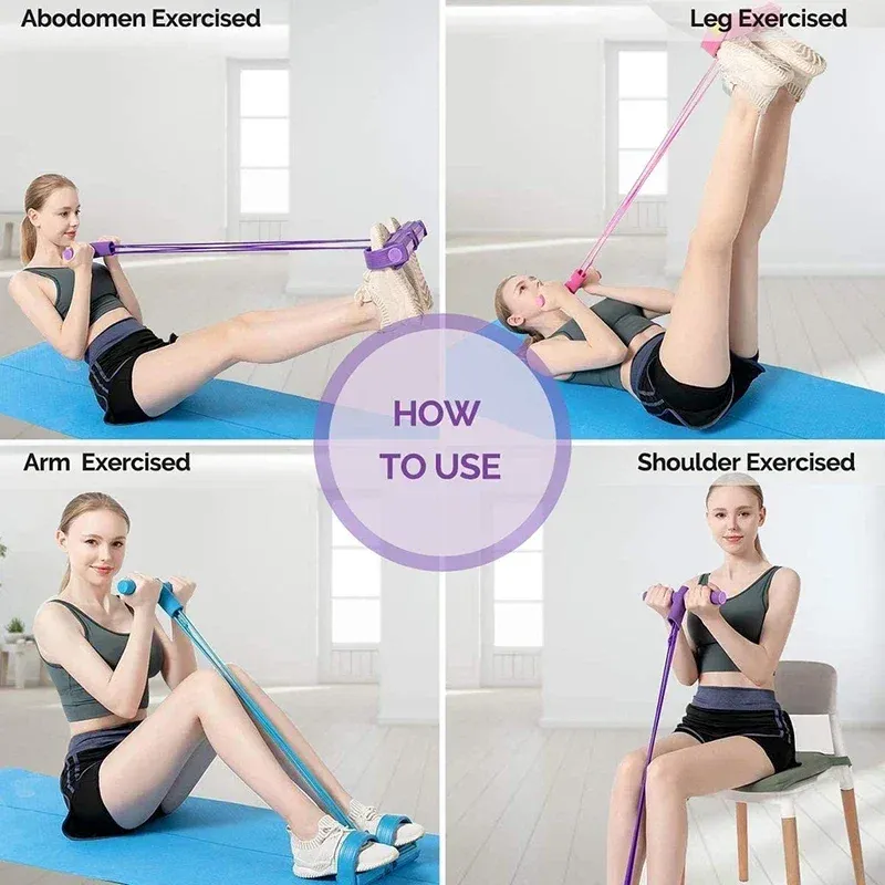 Home Gym Resistance Bands Set - 4 Elastic Tubes for Full Body Workout, Abdominal Exercises, Yoga, and Fitness Equipment for Men & Women thumbnail 4