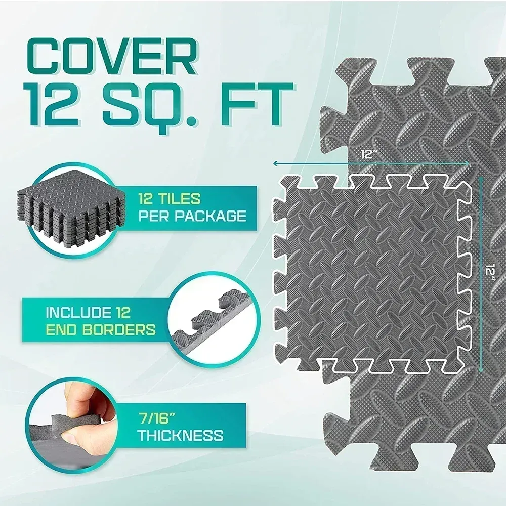 Interlocking Foam Floor Tiles Mat - 4-20 Pcs EVA Puzzle Mats for Home Gym, Kids Play Area, Non-Slip, Waterproof, Soundproof, 30x30cm showcase 2