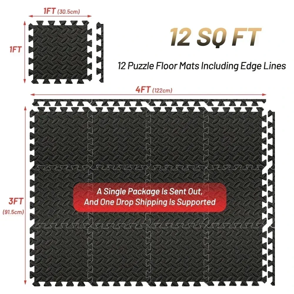 Interlocking Foam Floor Tiles Mat - 4-20 Pcs EVA Puzzle Mats for Home Gym, Kids Play Area, Non-Slip, Waterproof, Soundproof, 30x30cm showcase 3