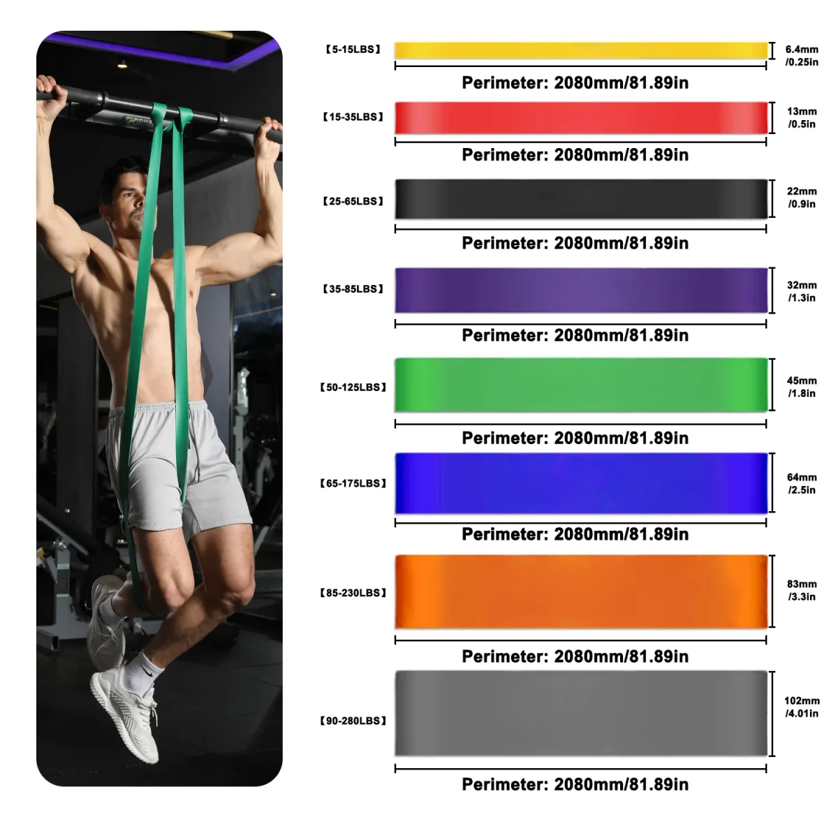 WOSWEIR TPE Resistance Bands Set for Gym Home Fitness, Yoga Pull-Up Assist, Crossfit Workout Equipment, Elastic Training Gum for Strength Building showcase 1