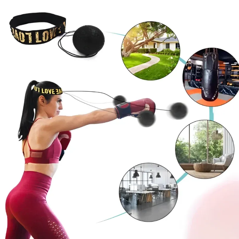 MMA Boxing Speed Ball for Training - Head-Mounted PU Punching Sandbag for Hand-Eye Reaction, Home Fitness, Gym, Muay Thai - All Ages - Image 3