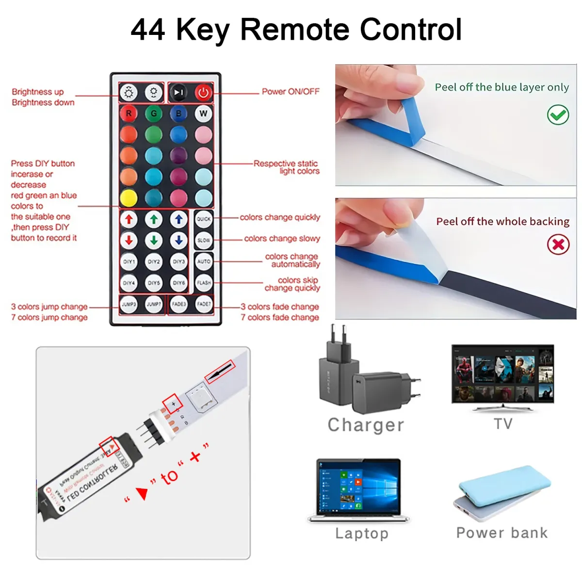 RGB LED Strip Lights with 44-Key Remote Control - 1m to 20m Flexible Tape for Home, Bedroom, Party Decor, TV Backlighting showcase 3