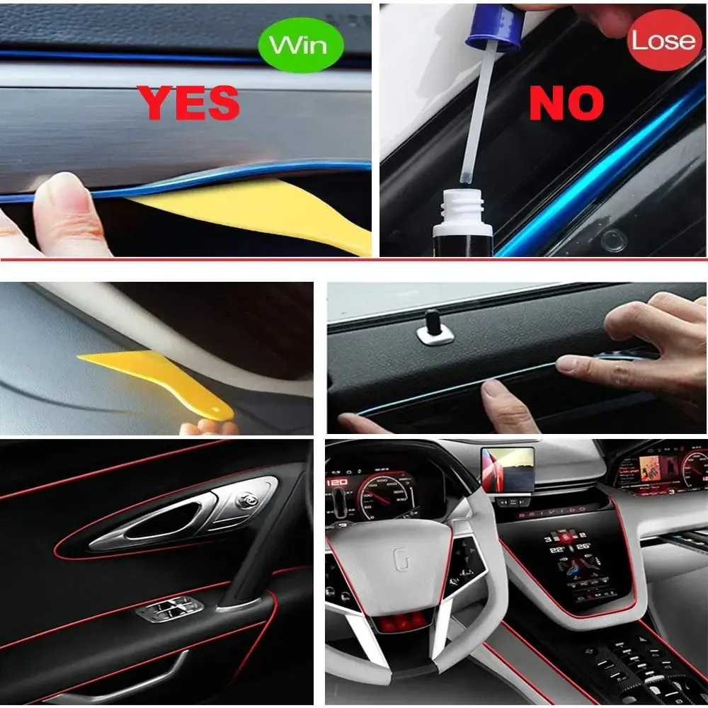5M Car Interior LED Strip Light Neon EL Wire - Flexible USB Powered Ambient Lighting for Auto DIY, Parties & Home Decor thumbnail 6