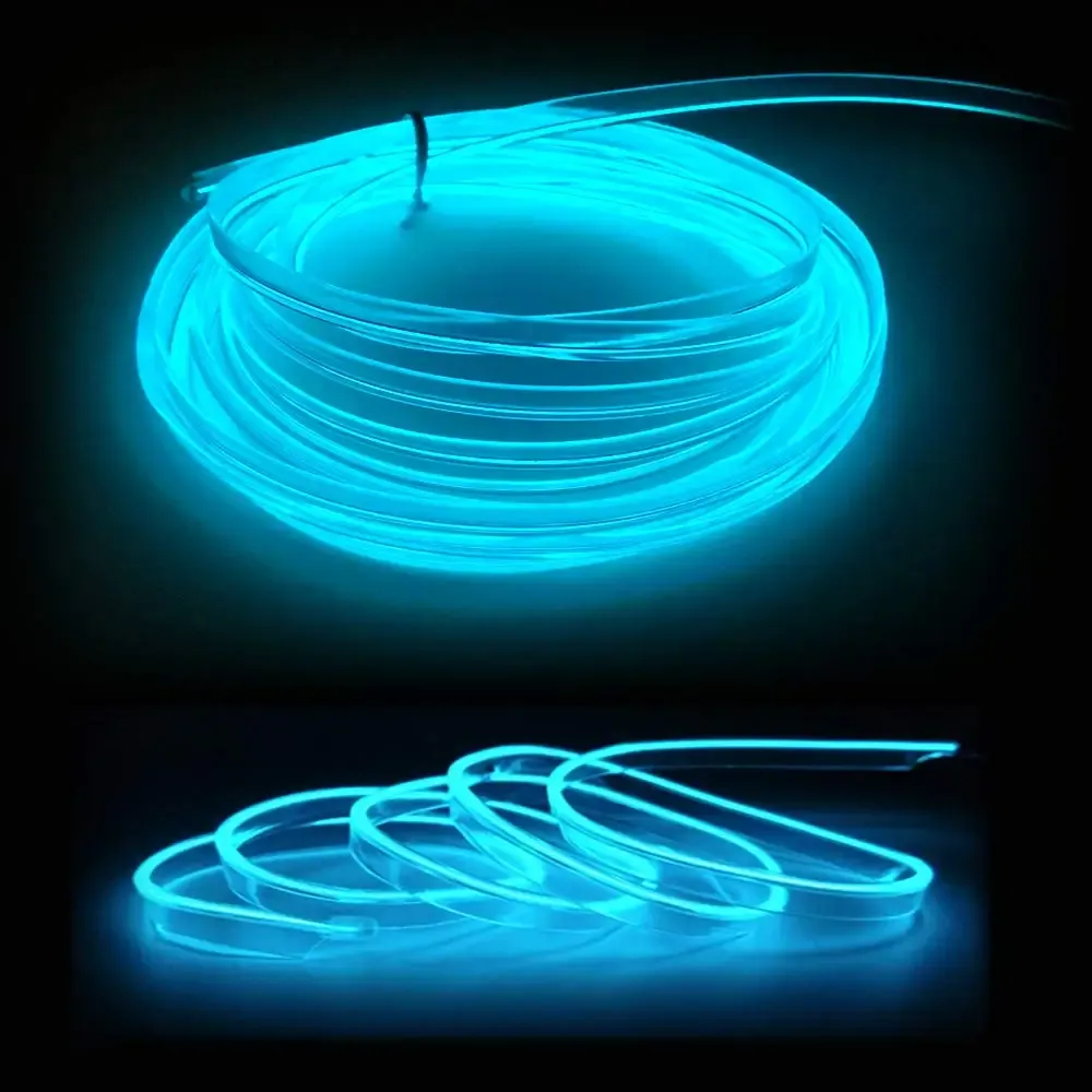 5M Car Interior LED Strip Light Neon EL Wire - Flexible USB Powered Ambient Lighting for Auto DIY, Parties & Home Decor thumbnail 3