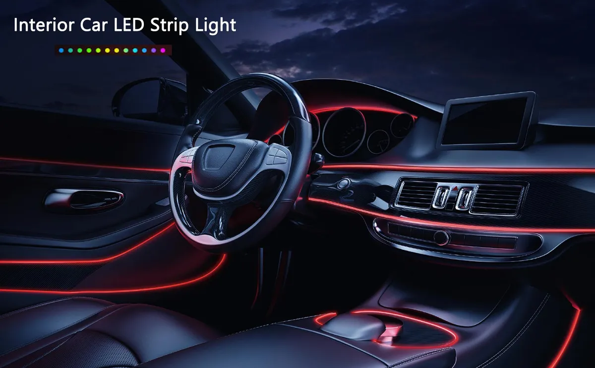 5M Car Interior LED Strip Light Neon EL Wire - Flexible USB Powered Ambient Lighting for Auto DIY, Parties & Home Decor showcase 1