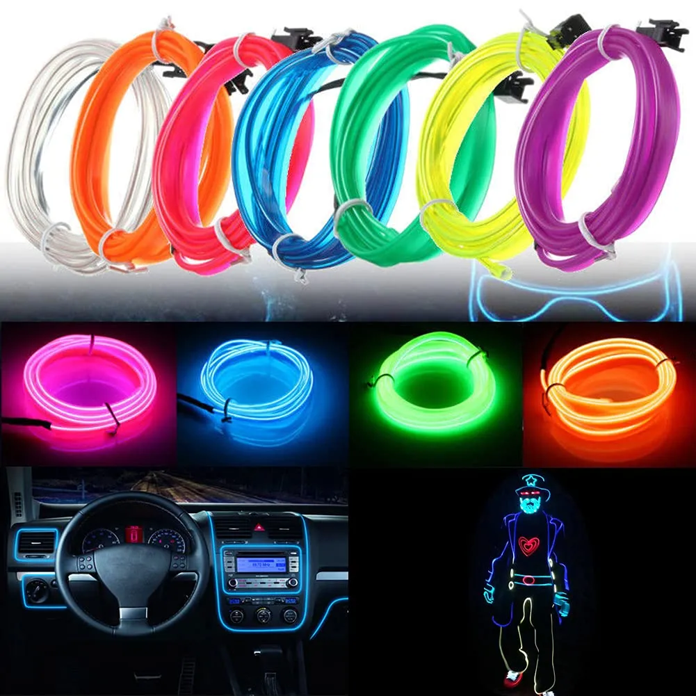 5M Car Interior LED Strip Light Neon EL Wire - Flexible USB Powered Ambient Lighting for Auto DIY, Parties & Home Decor showcase 9