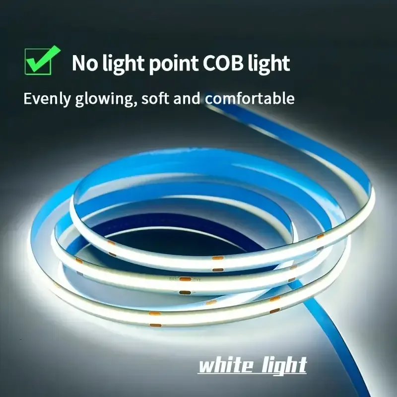 LED COB Light Strip with Touch Dimmer - 5V USB Flexible Diode Tape for Indoor Lighting, TV Backlight, Mirror Decor, DIY Projects - 320 LEDs/m, High CRI >90 showcase 12