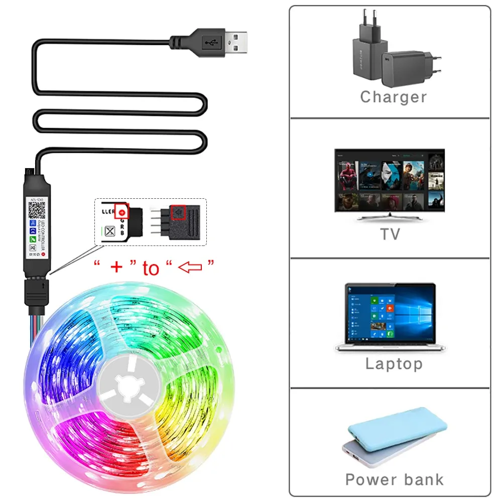 RGB LED Strip Lights 5m-30m with APP Control, Flexible Ribbon Tape for Room Bedroom TV Decoration, Smart Lighting for Ambiance thumbnail 5