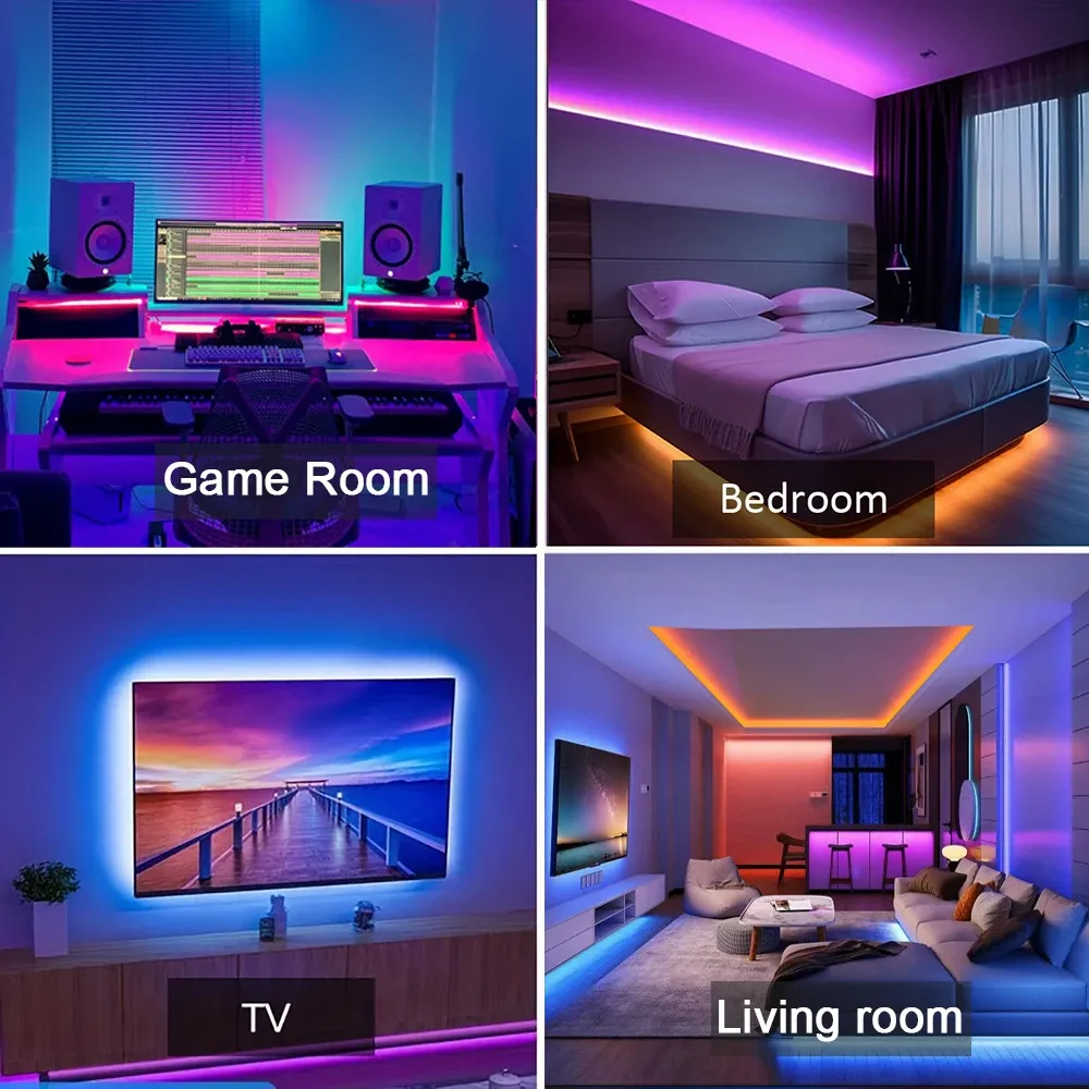 RGB LED Strip Lights 5m-30m with APP Control, Flexible Ribbon Tape for Room Bedroom TV Decoration, Smart Lighting for Ambiance thumbnail 6