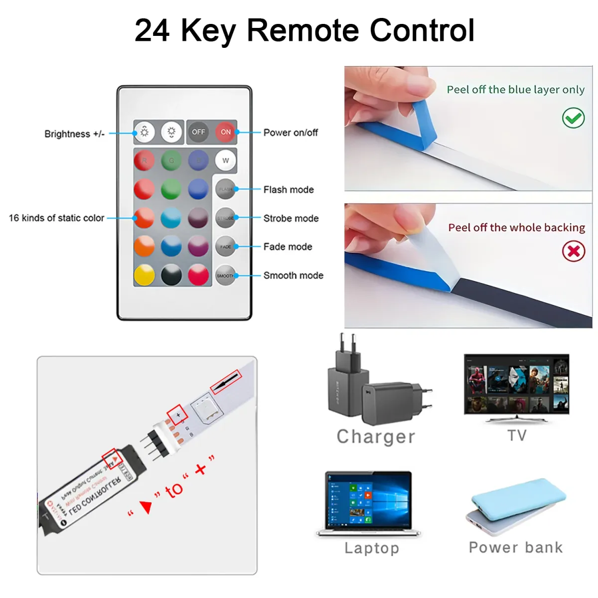 RGB LED Strip Lights with 44-Key Remote Control - 1m to 20m Flexible Tape for Home, Bedroom, Party Decor, TV Backlight showcase 4