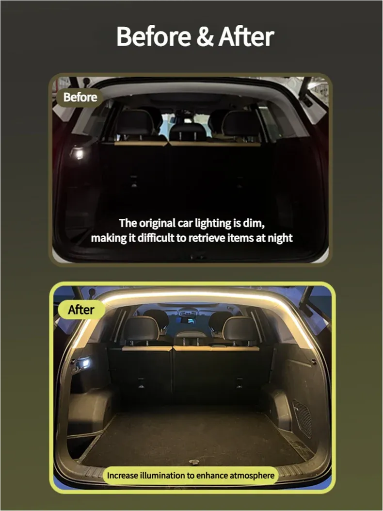 Flexible LED Car Trunk Light Strip - 2m/4m Soft PVC Auto Induction Lamp for SUV/MPV, Universal 12V/24V showcase 7