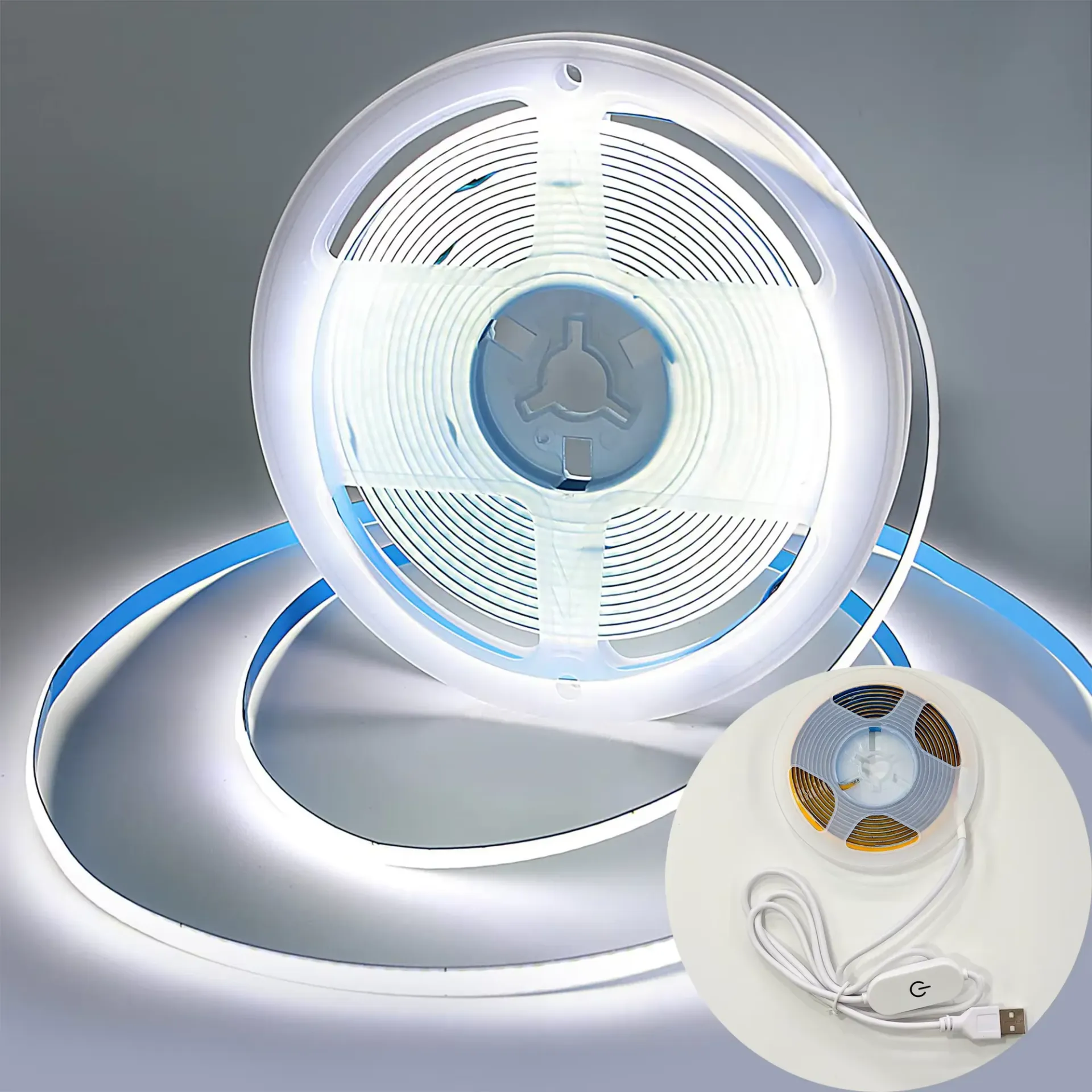USB COB LED Strip Light with Touch Sensor, 5V Dimmable Flexible Ribbon Tape for TV Backlight, Kitchen Cabinets, Mirror, Wardrobe - 1m to 5m Lengths thumbnail 1