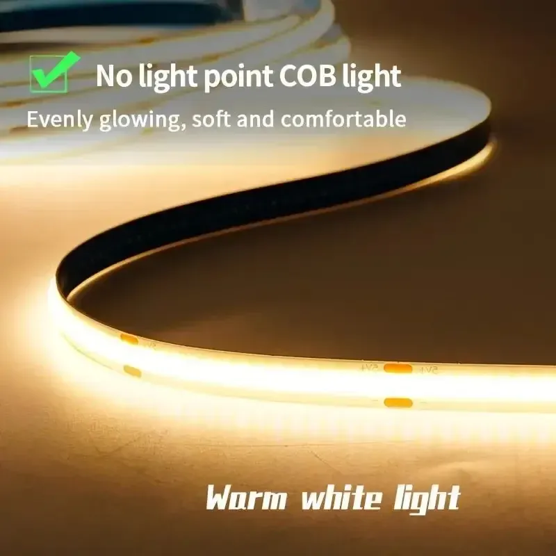 USB COB LED Strip Light with Touch Sensor, 5V Dimmable Flexible Ribbon Tape for TV Backlight, Kitchen Cabinets, Mirror, Wardrobe - 1m to 5m Lengths showcase 4
