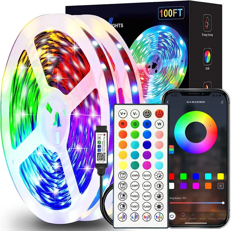 RGB LED Strip Lights with App Control - Flexible Ribbon Tape for Room, Bedroom, and Party Decoration - Multiple Lengths (1M-40M) showcase 1