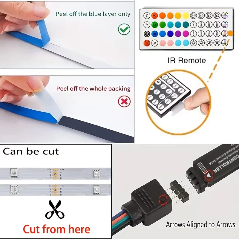 RGB LED Strip Lights with App Control - Flexible Ribbon Tape for Room, Bedroom, and Party Decoration - Multiple Lengths (1M-40M) thumbnail 5